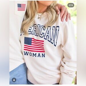Mallory Irvin Living Fully "American Woman" Sweatshirt Limited Edition Patriotic